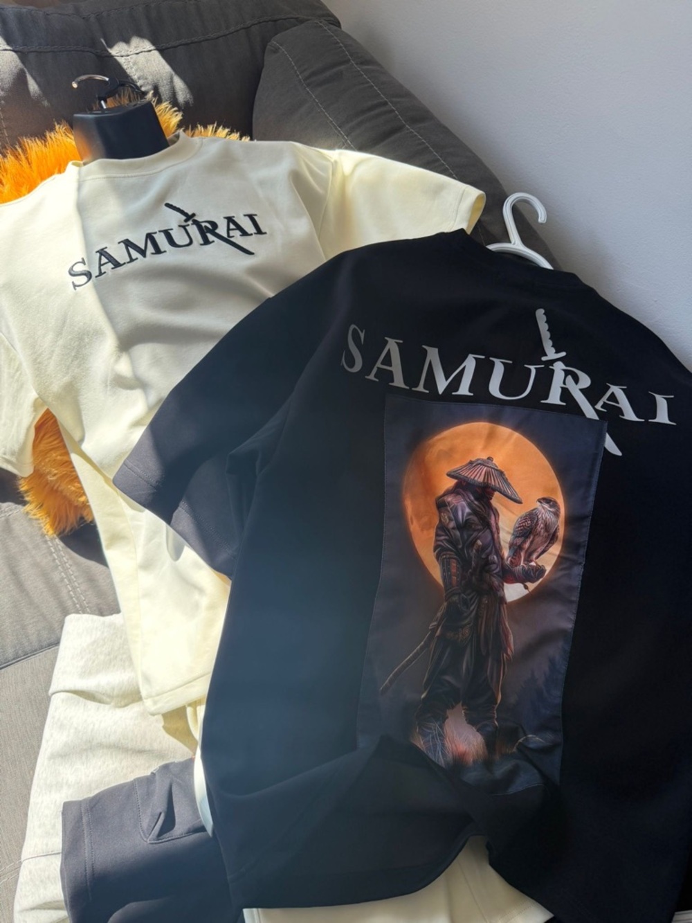 Samurai Graphic Costume Tee Set in Black and Cream